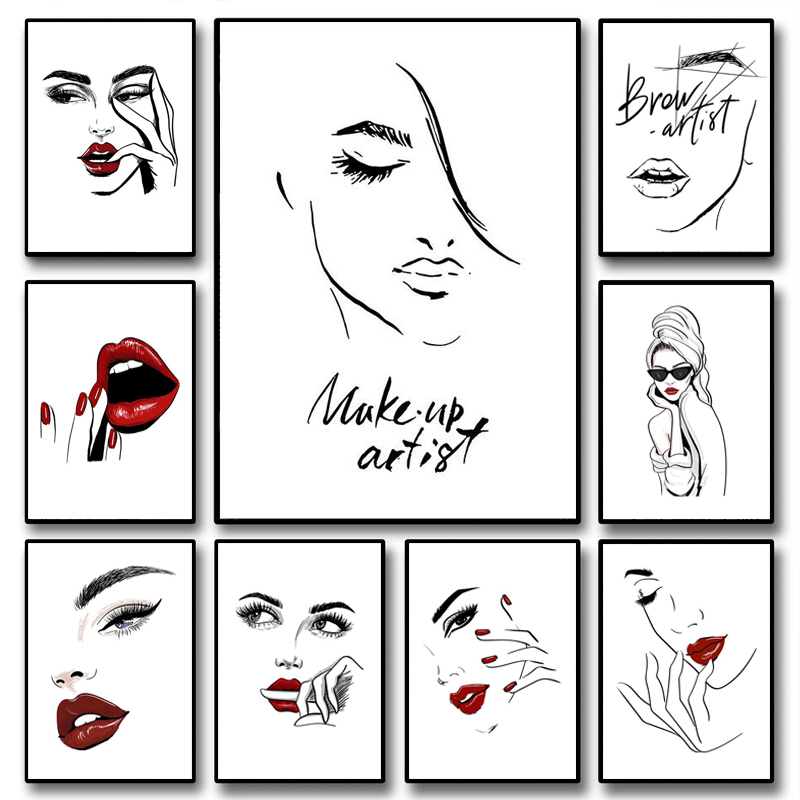 Makeup Is Beauty Quotes - 1枚 フレームレス キャンバス絵画 ファッション メイクアップ ポスター