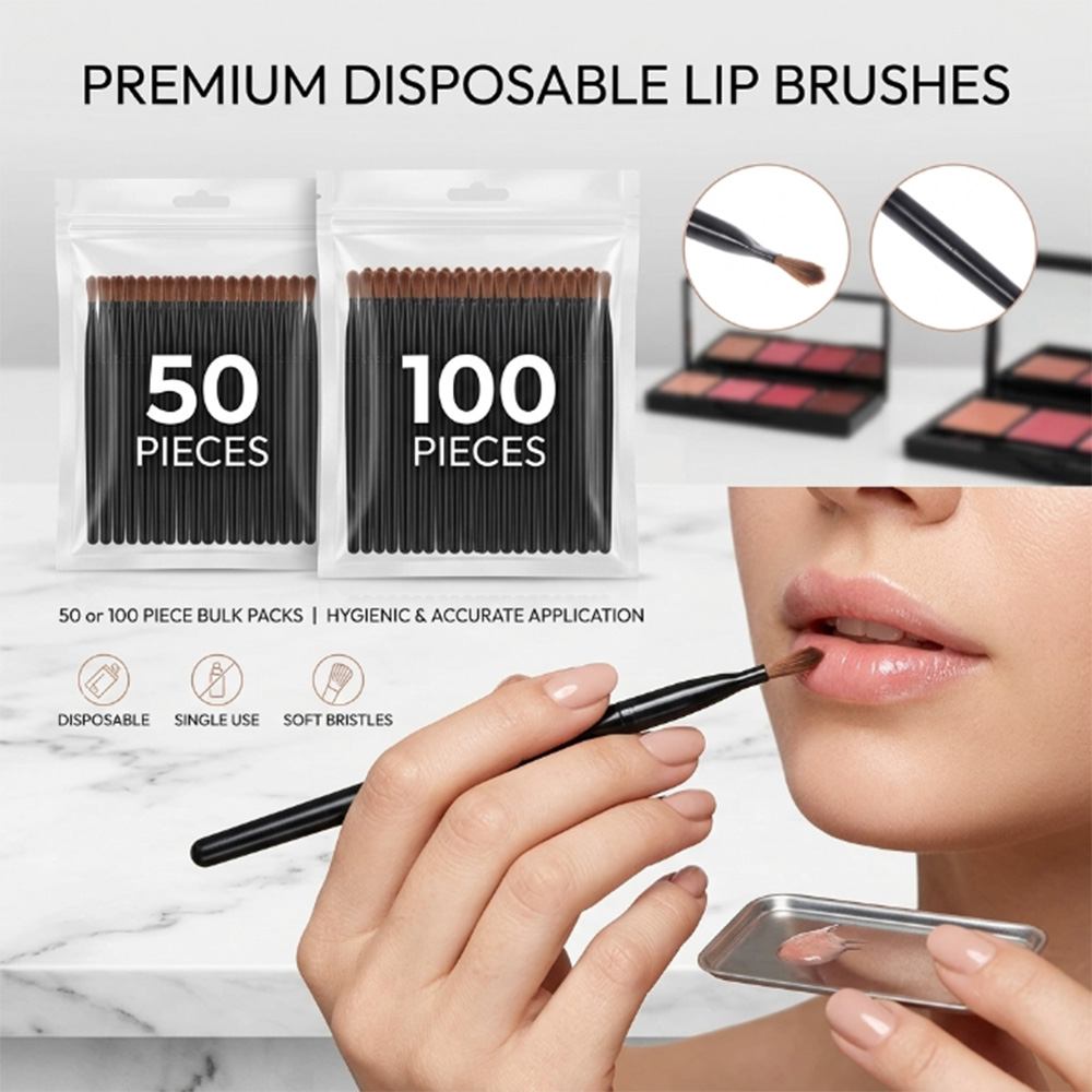 Beauty Makeup Salon - 50/100 個使い捨てリップブラシセット口紅グロスワンドアプリケーターメイクアップブラシプロフェッショナル美容化粧品ツール