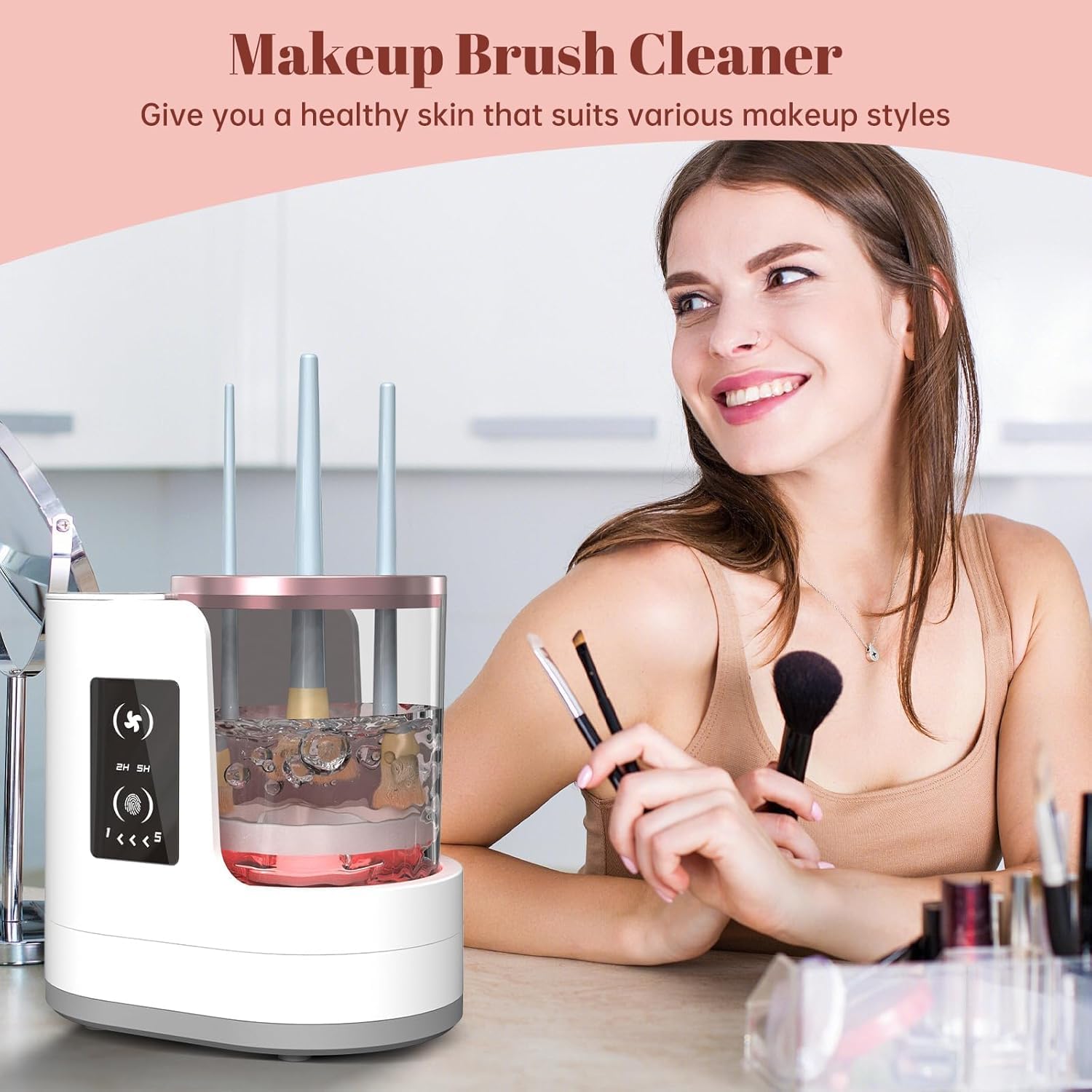 Beauty Makeup Tips - 自動回転メイクブラシクリーナーマシン速乾電動ラバーカラー化粧品クリーニングツール