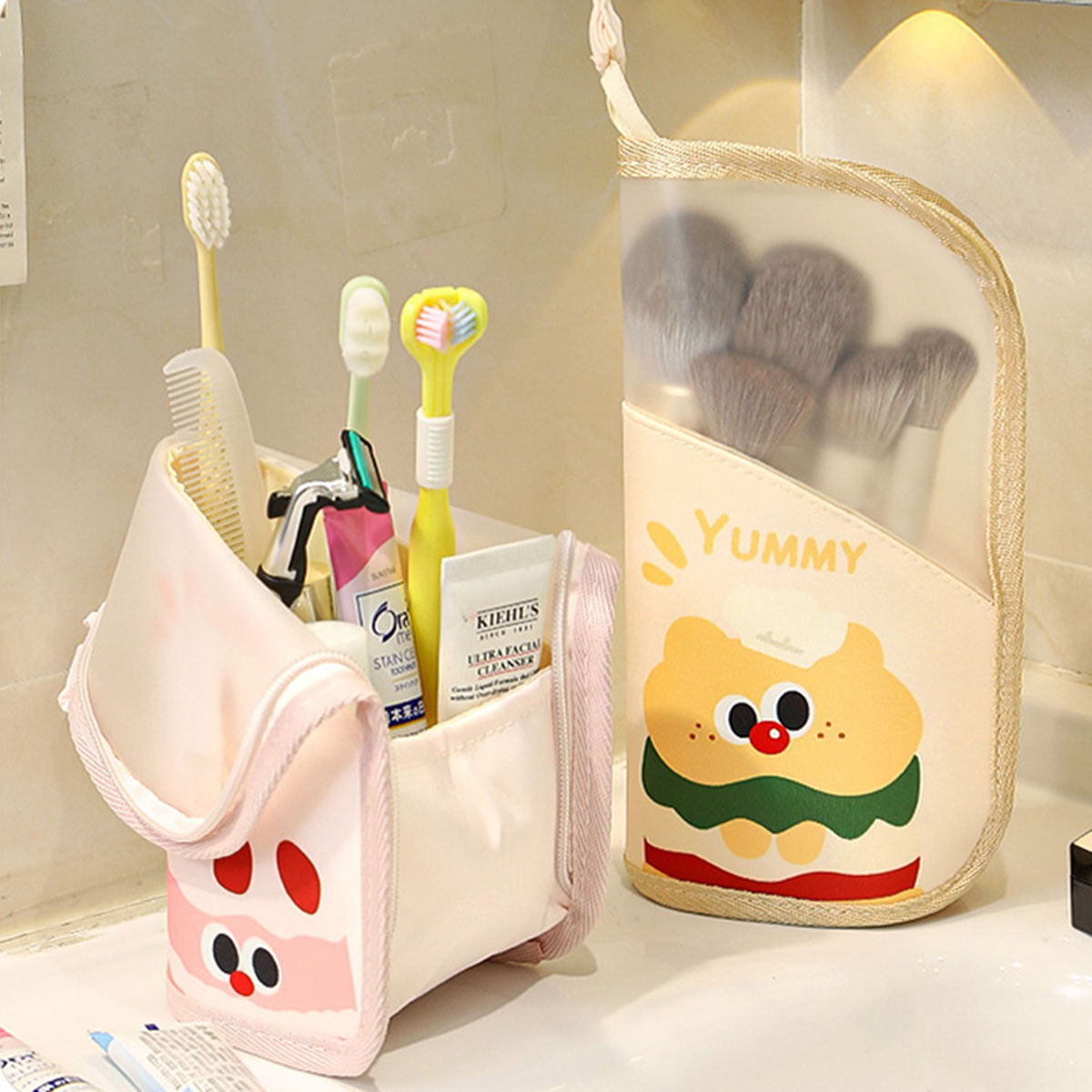 Beauty Makeup Case - 1 個化粧品バッグトラベルスタンド収納メイクアップ下着オーガナイザー女性メイクアップポーチポータブルトイレタリー美容ケース