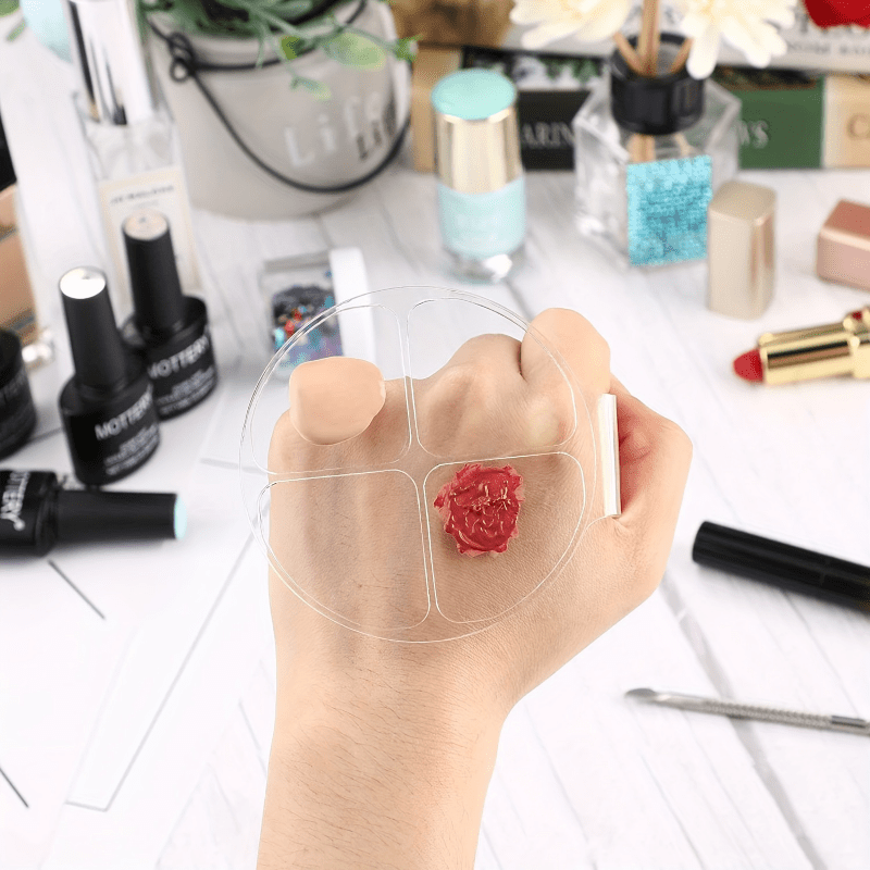 Beauty Makeup Salon - アクリル製丸型4グリッドカラーミキシングプレート、リキッドファンデーションメイクアップツール、個人や美容サロンに最適