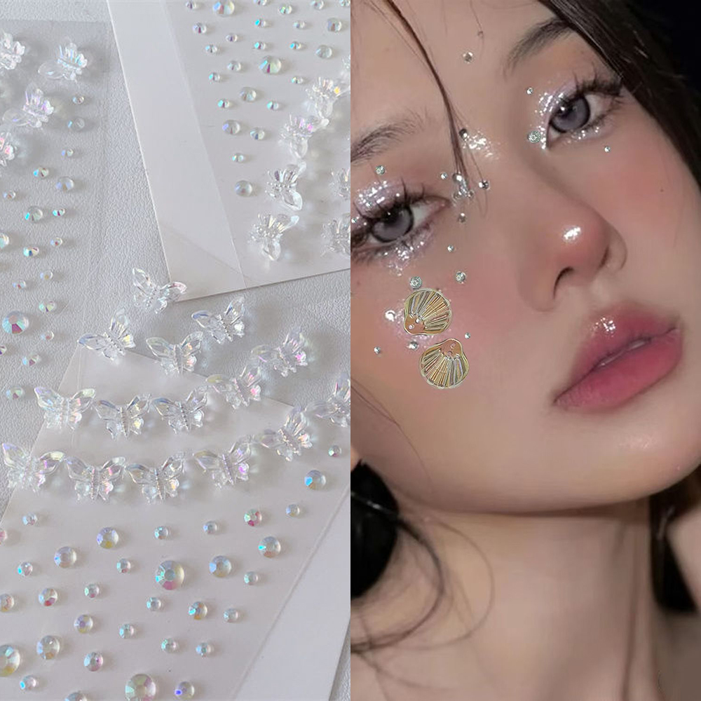 1/6 個カラフルな蝶クリスタルパッチ 3D フェイスペース - Beauty Gems Makeup のレビューと価格