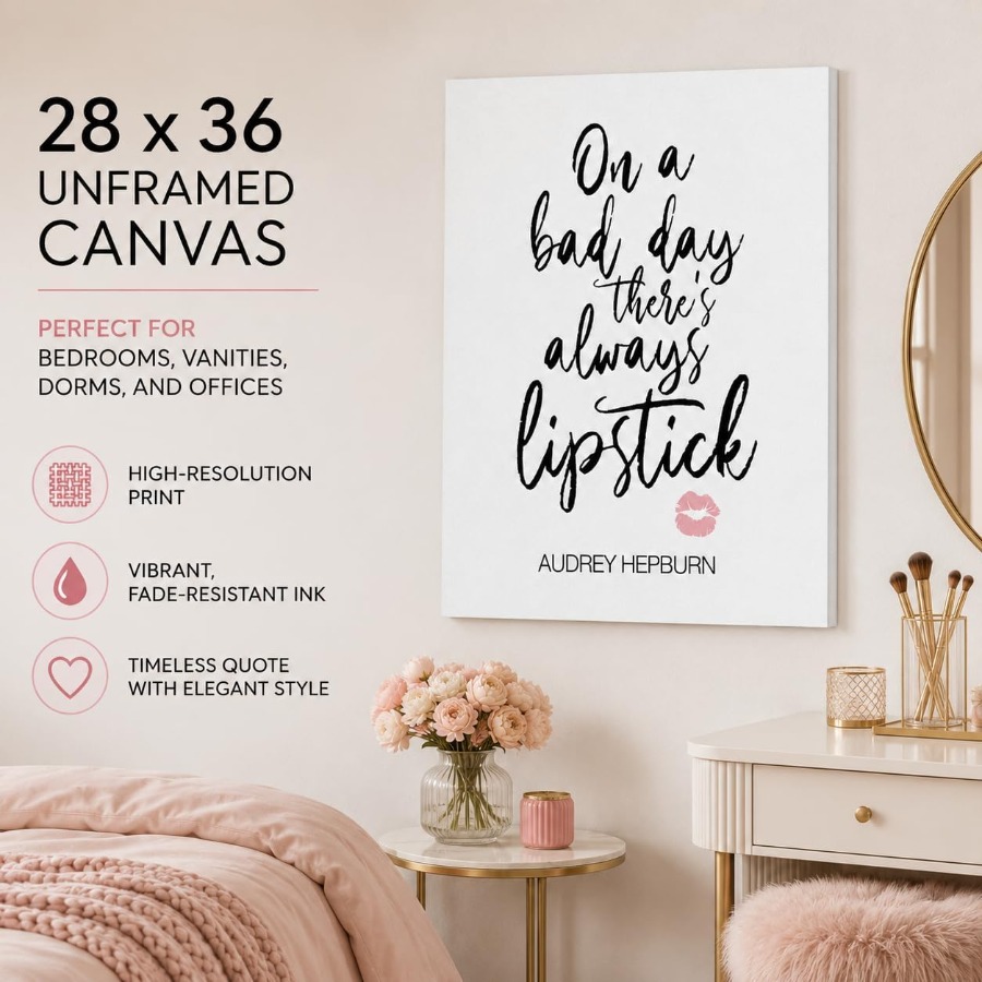 「嫌な日でも、口紅は必ずある」の名言をプリントした壁飾り。サ - Makeup Is Beauty Quotes のレビューと価格