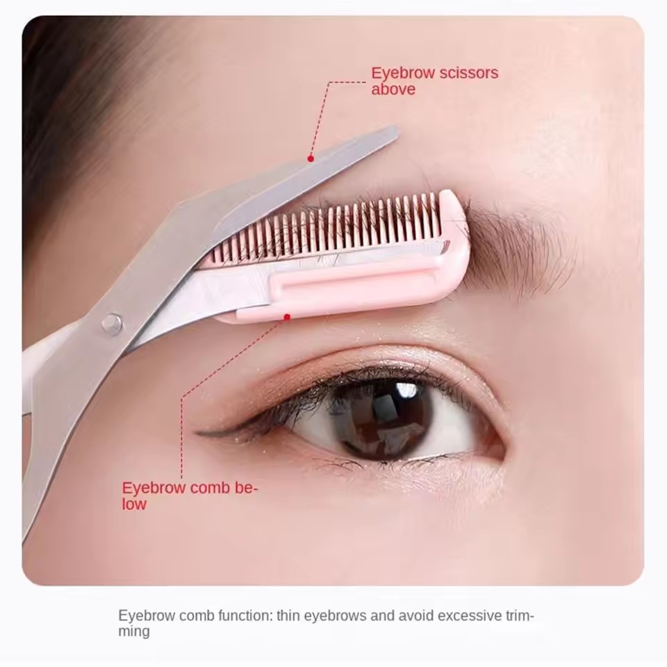 安全な眉毛用ハサミ（コーム付き）ステンレス製まつげトリマー携 - Beauty Makeup Salon のレビューと価格