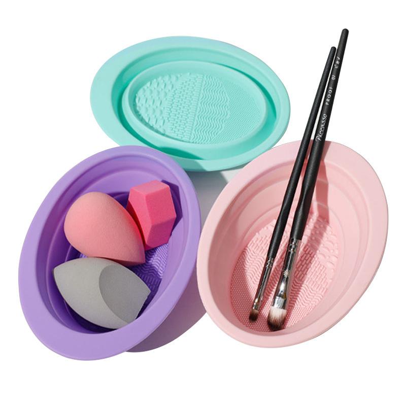 ソフトシリコーン化粧ブラシクリーナー折りたたみパウダーパフク - Beauty Makeup Tips のレビューと価格