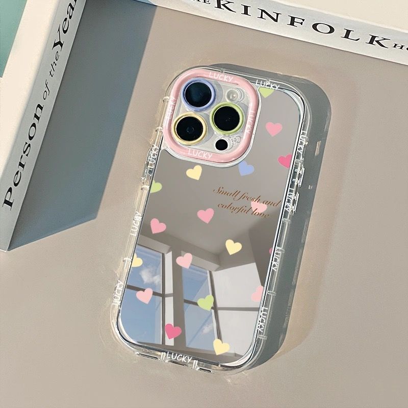 美しいカラフルな英語の愛の模様のミラー付きスマホケース iP - Beauty Makeup Case のレビューと価格