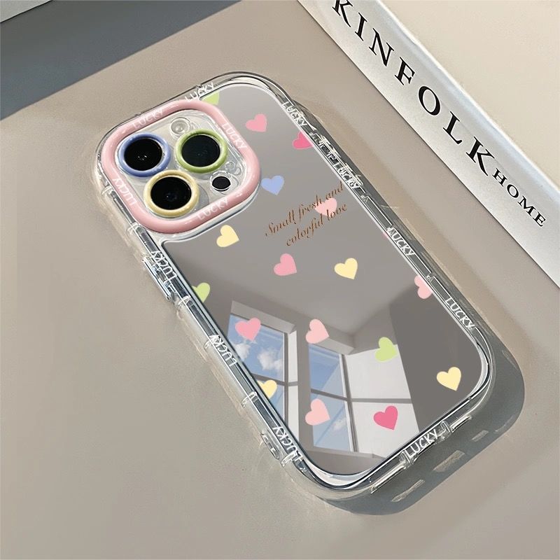 美しいカラフルな英語の愛の模様のミラー付きスマホケース iP - Beauty Makeup Case のレビューと価格