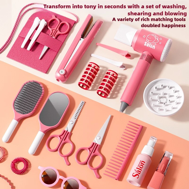 女の子のためのヘアサロンセット,ヘアドライヤーシミュレーショ - Beauty Makeup Kit For Kids のレビューと価格
