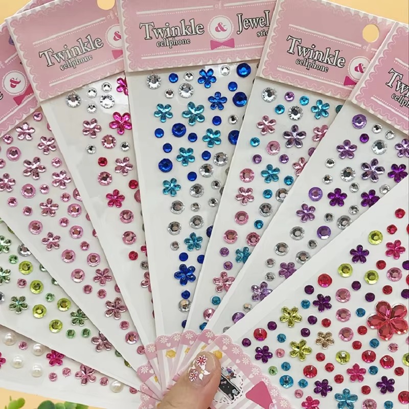 3D ブライトグリッターステッカー顔用クリスタルラインストー - Beauty Gems Makeup のレビューと価格