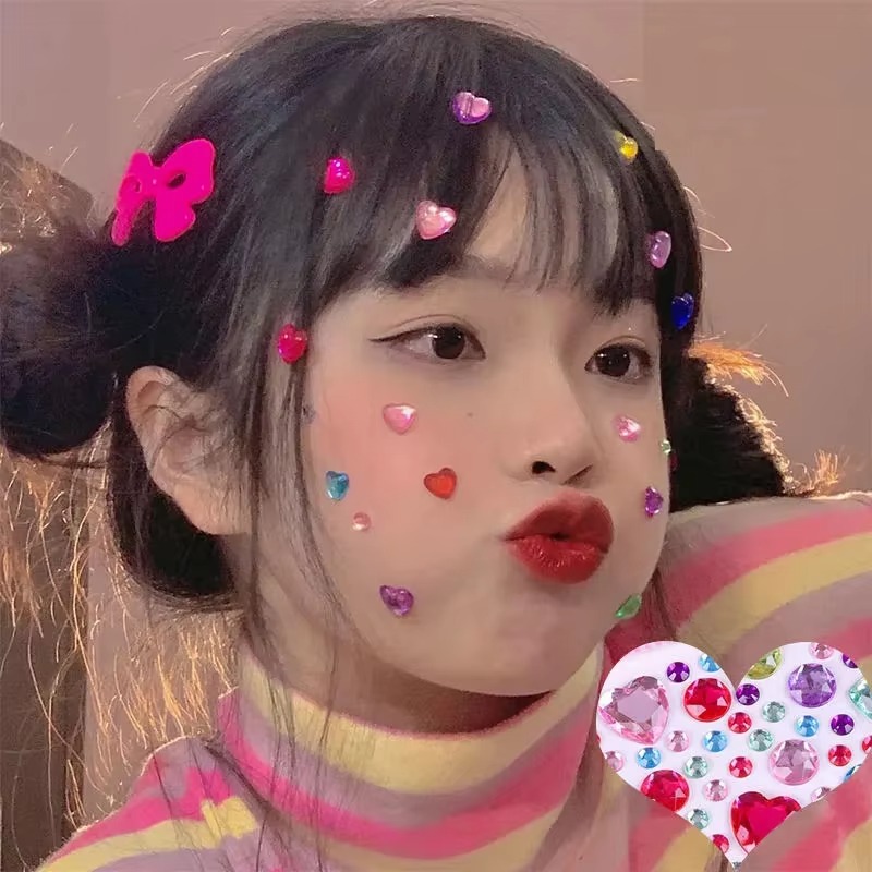 3D ブライトグリッターステッカー顔用クリスタルラインストー - Beauty Gems Makeup のレビューと価格