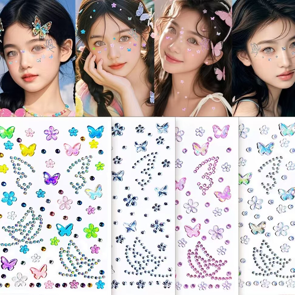 1pc 3D スパークリングバタフライラインストーンフェイス - Beauty Gems Makeup のレビューと価格