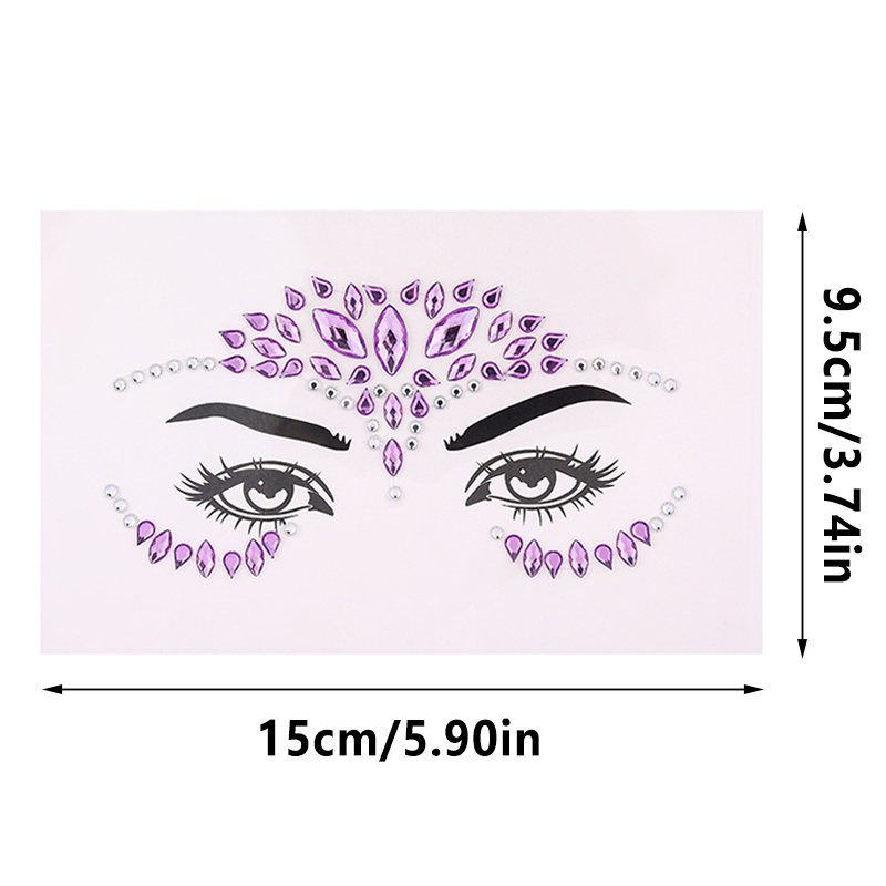 5枚セット ダイヤモンドフェイスステッカー、顔用クリスタルス - Beauty Gems Makeup のレビューと価格