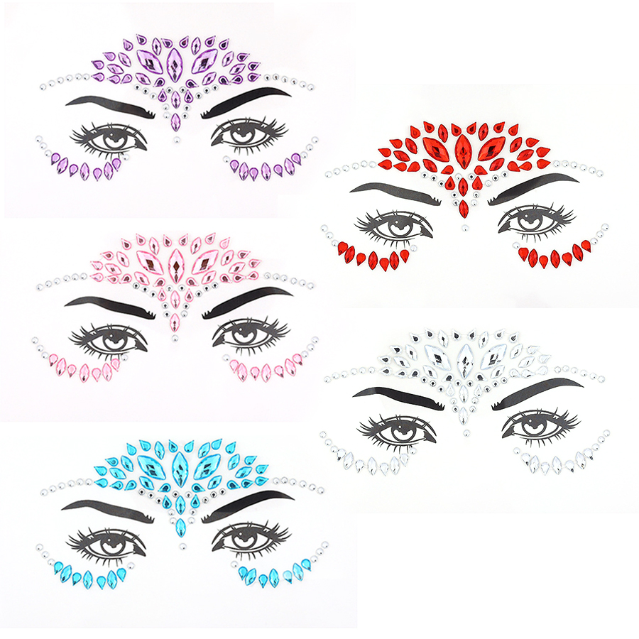 5枚セット ダイヤモンドフェイスステッカー、顔用クリスタルス - Beauty Gems Makeup のレビューと価格