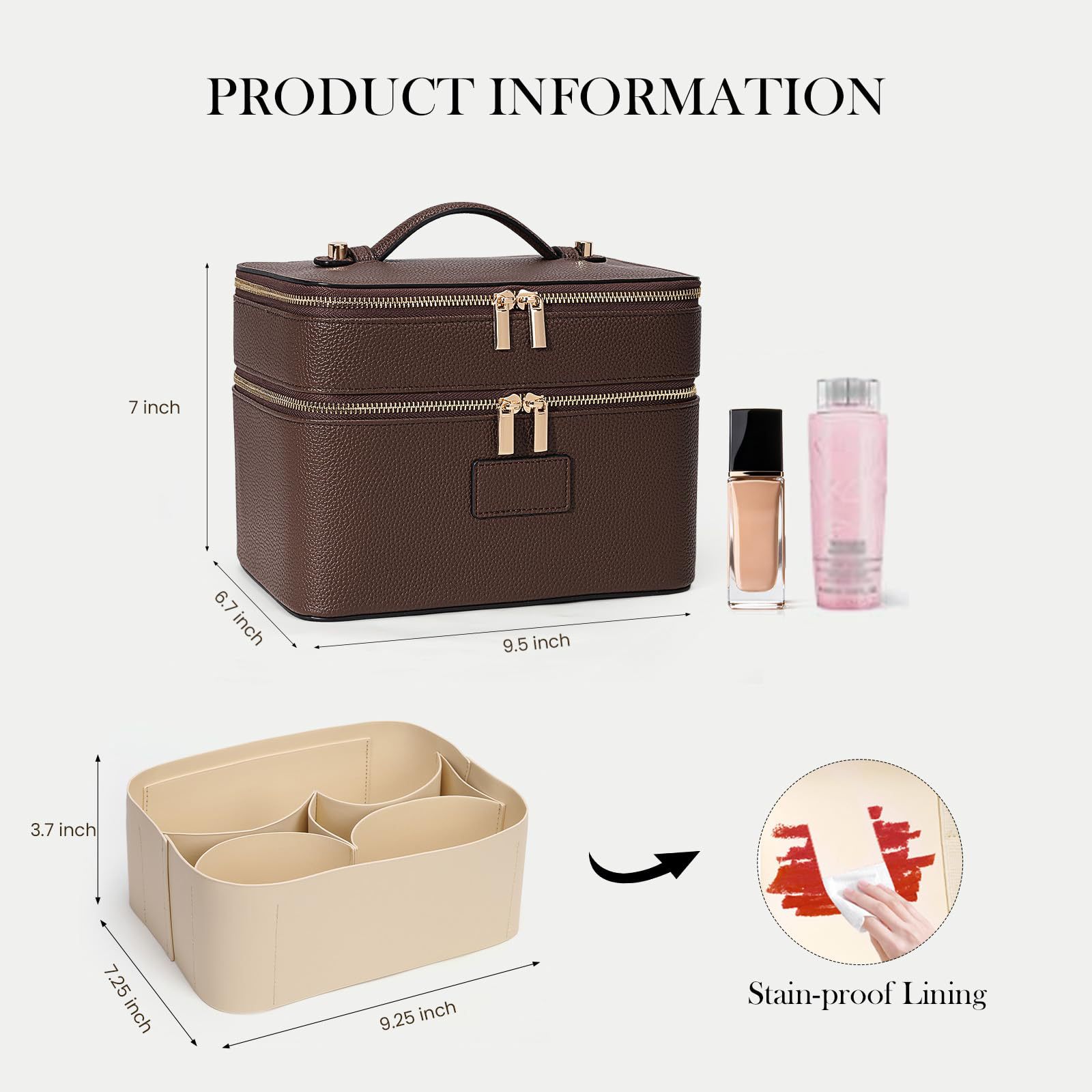 大容量二層式高級化粧ポーチ 旅行用トップハンドル付きポータブ - Beauty Makeup Case のレビューと価格