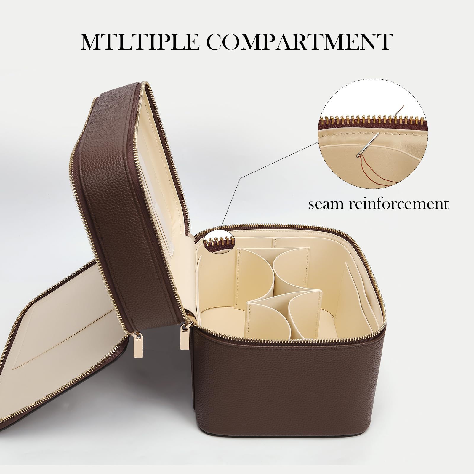 大容量二層式高級化粧ポーチ 旅行用トップハンドル付きポータブ - Beauty Makeup Case のレビューと価格