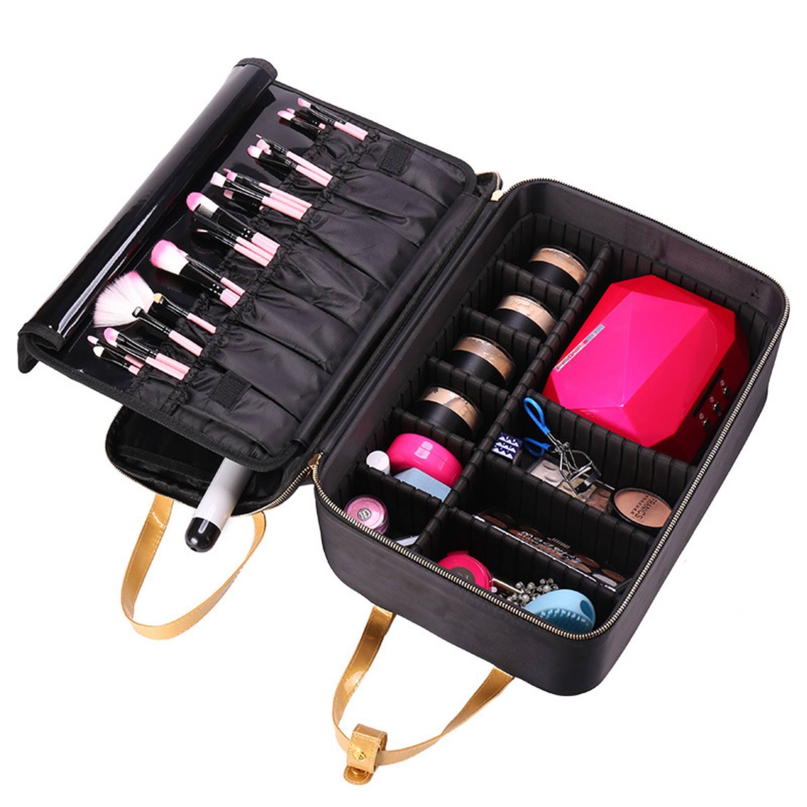 仕切り付きのメイクケース。プロ仕様のメイクケースで、肩掛けス - Beauty Makeup Case のレビューと価格