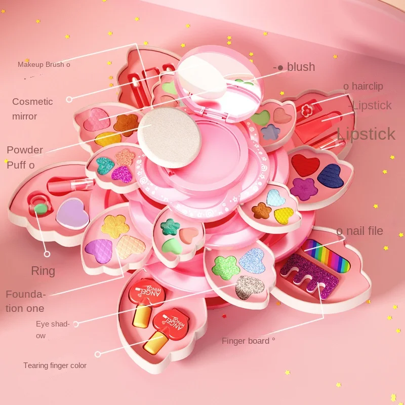 回転式開閉のメイクアップボックス、小さな女の子のためのプリン - Beauty Makeup Kit For Kids のレビューと価格