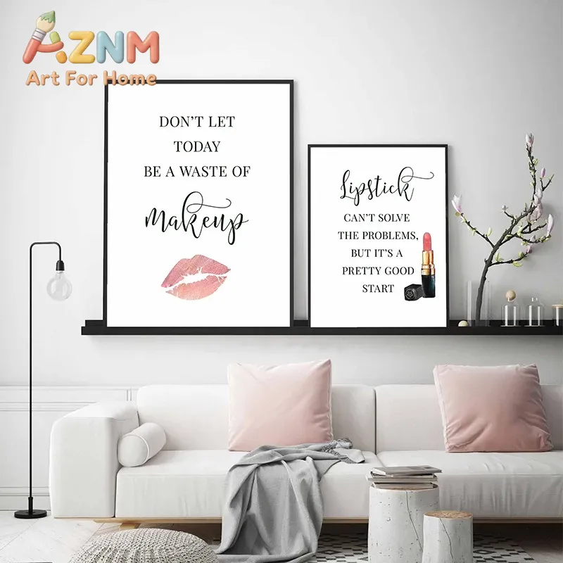 メイクアップに関する名言をプリントしたポスター。まつげ、眉毛 - Makeup Is Beauty Quotes のレビューと価格