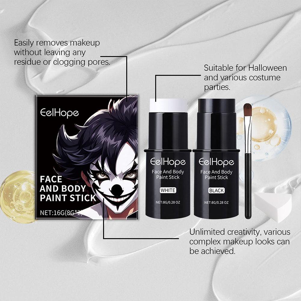 1 個ブラック & ホワイトフェイスボディペイントキットブラ - Beauty Makeup Pictures のレビューと価格