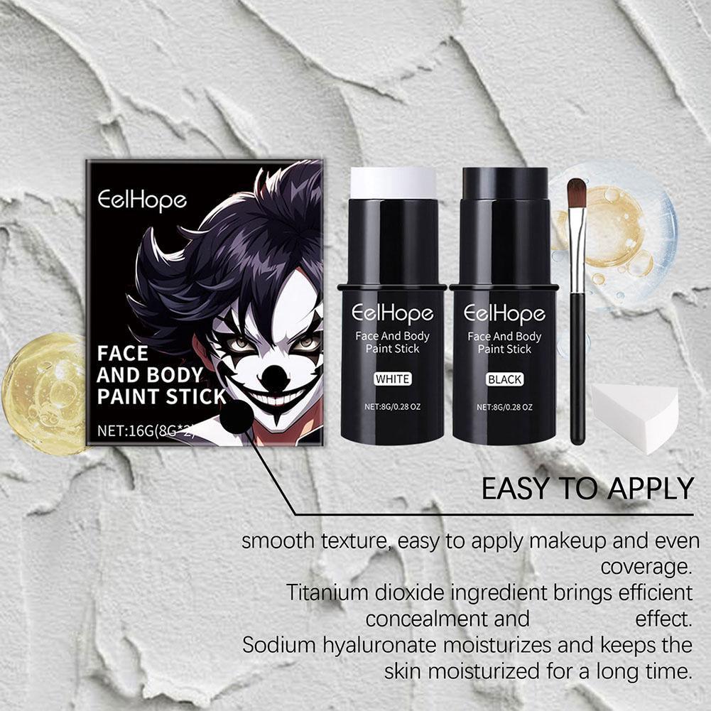 1 個ブラック & ホワイトフェイスボディペイントキットブラ - Beauty Makeup Pictures のレビューと価格