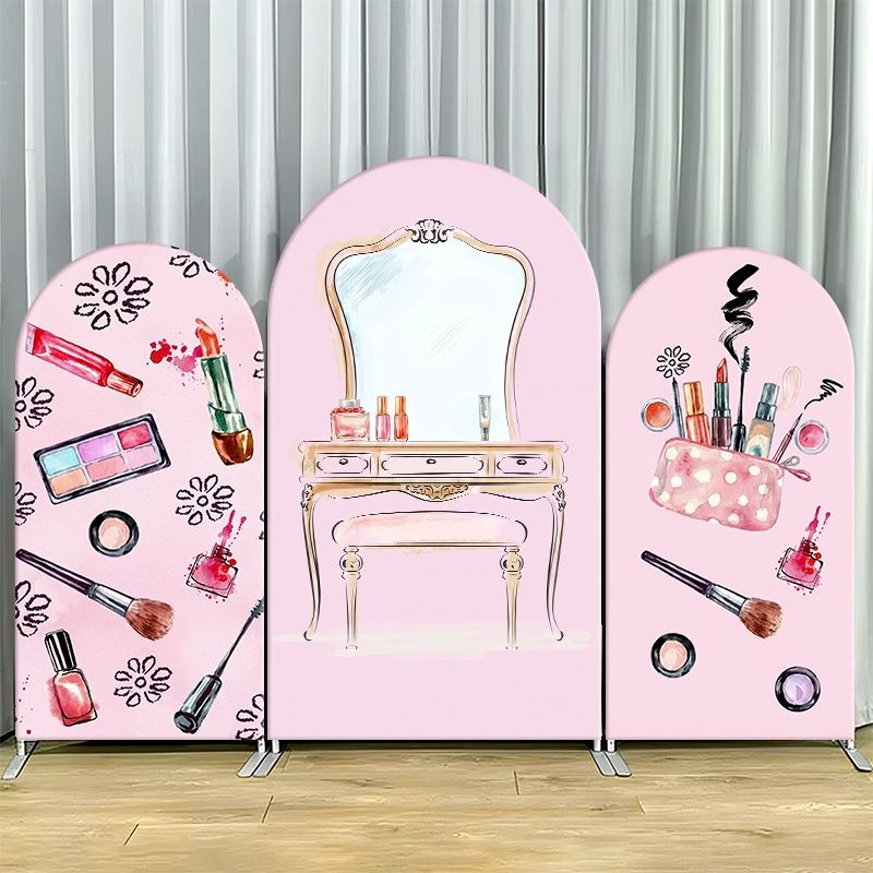 伸縮性のある二重構造の背景カバー。上品なピンク色で、美容イベ - Beauty Makeup Events のレビューと価格