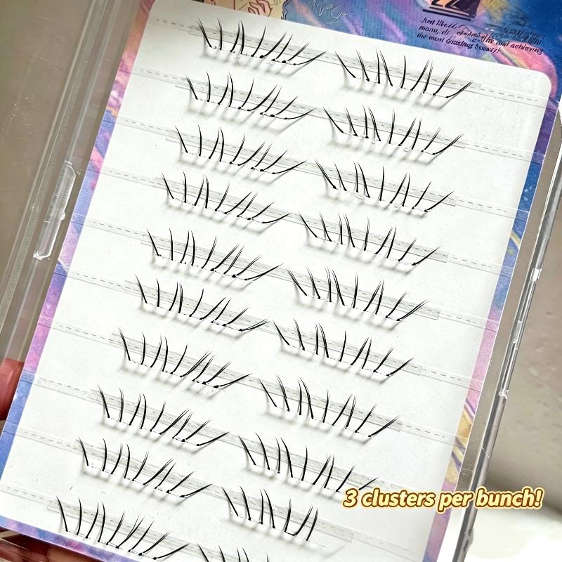 1 セット自己粘着下まつげクラスター接着剤なしナチュラルコミ - Makeup Beauty Set のレビューと価格