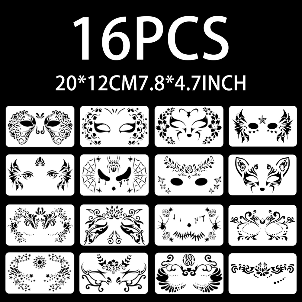 16 個フェイスペイントステンシルボディアートペイントステン - Beauty Makeup Pictures のレビューと価格