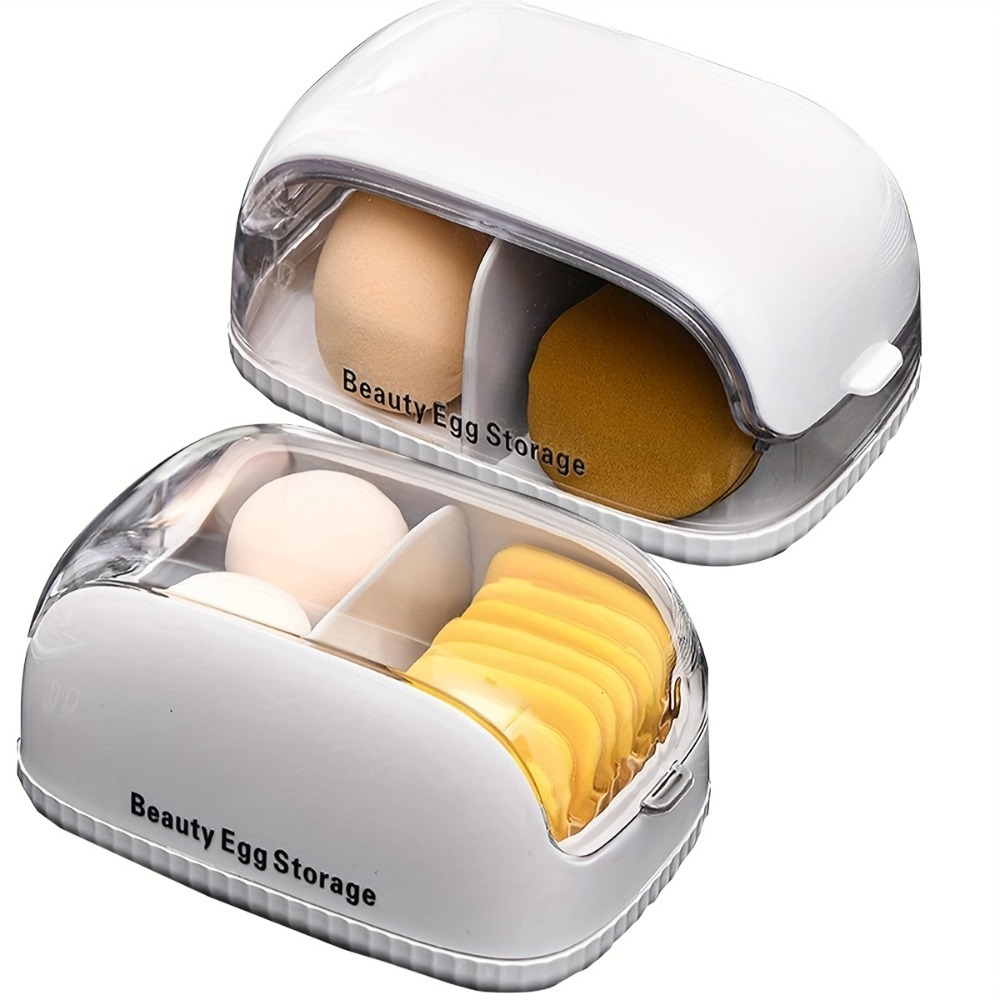 デュアルコンパートメント美容スポンジ収納ボックス透明蓋メイク - Beauty Makeup Case のレビューと価格