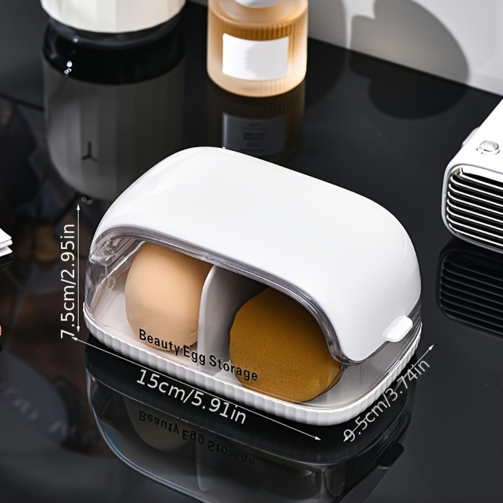 デュアルコンパートメント美容スポンジ収納ボックス透明蓋メイク - Beauty Makeup Case のレビューと価格