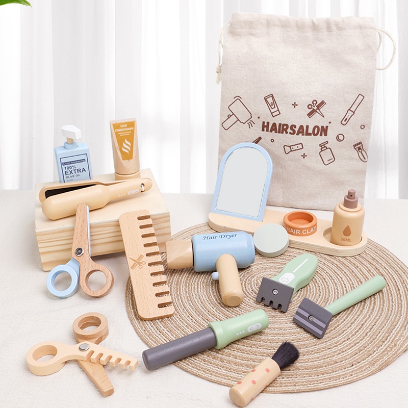 木製ごっこ遊び美容師メイクアップツールセット キッズロールプ - Beauty Makeup Kit For Kids のレビューと価格