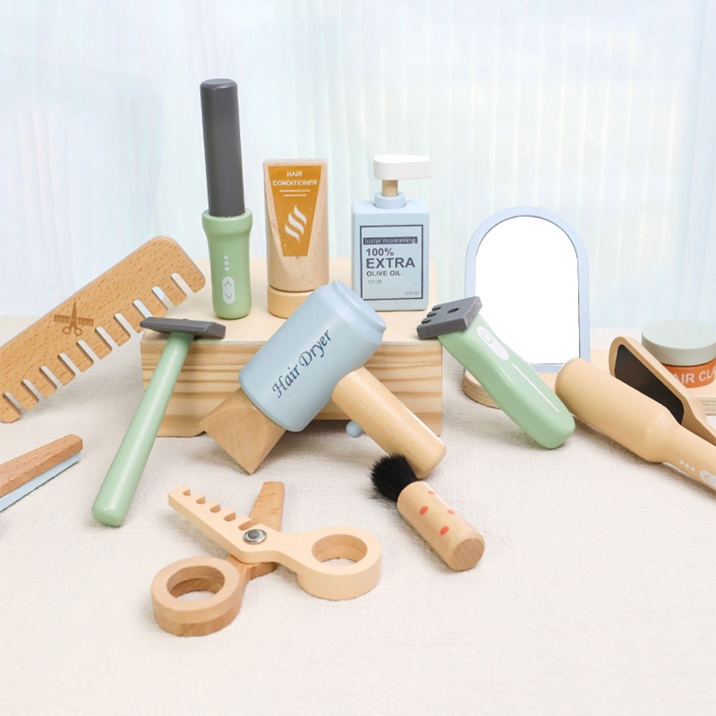 木製ごっこ遊び美容師メイクアップツールセット キッズロールプ - Beauty Makeup Kit For Kids のレビューと価格